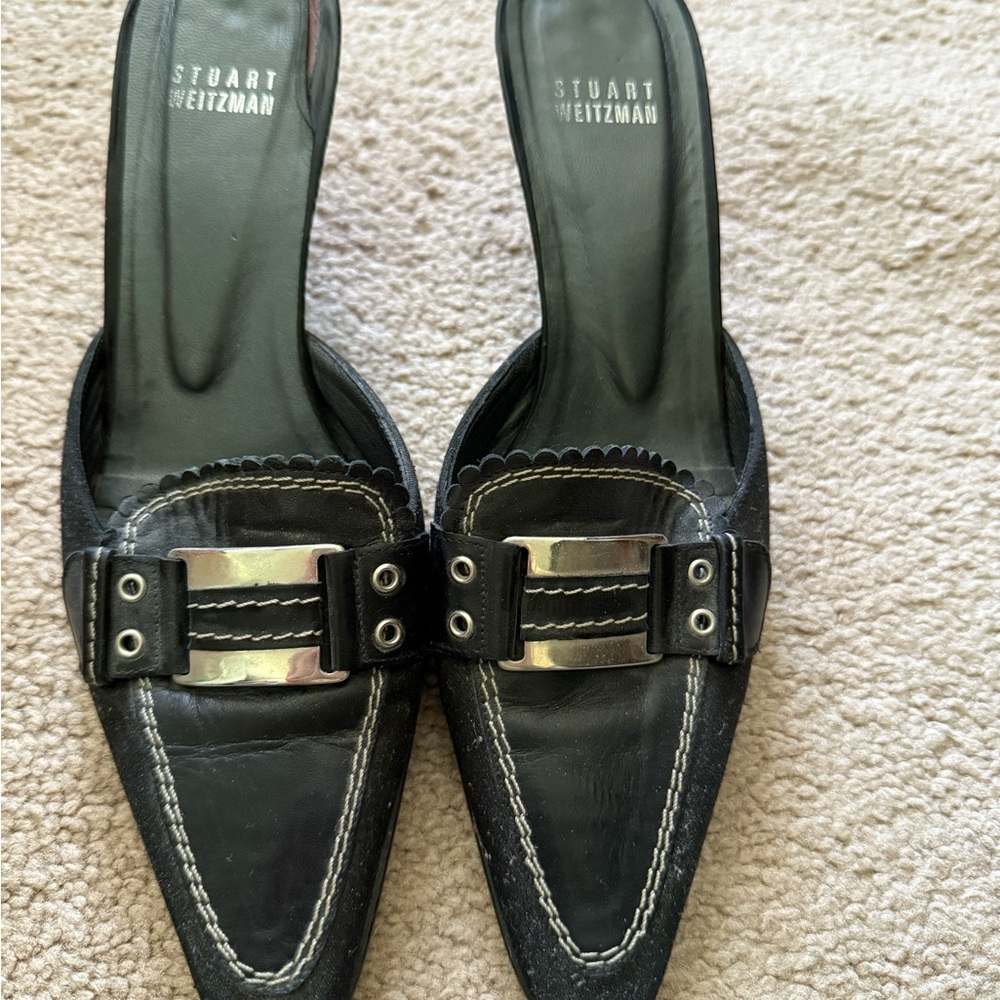 Stuart Weitzman Black Mules with Sleek Design
